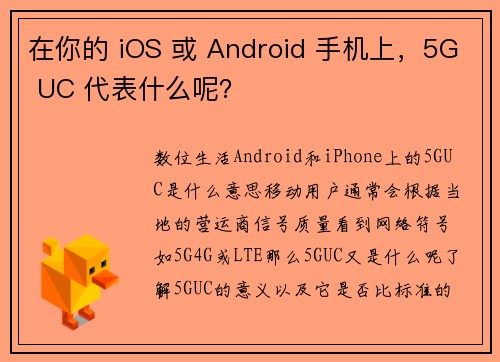 在你的 iOS 或 Android 手机上，5G UC 代表什么呢？